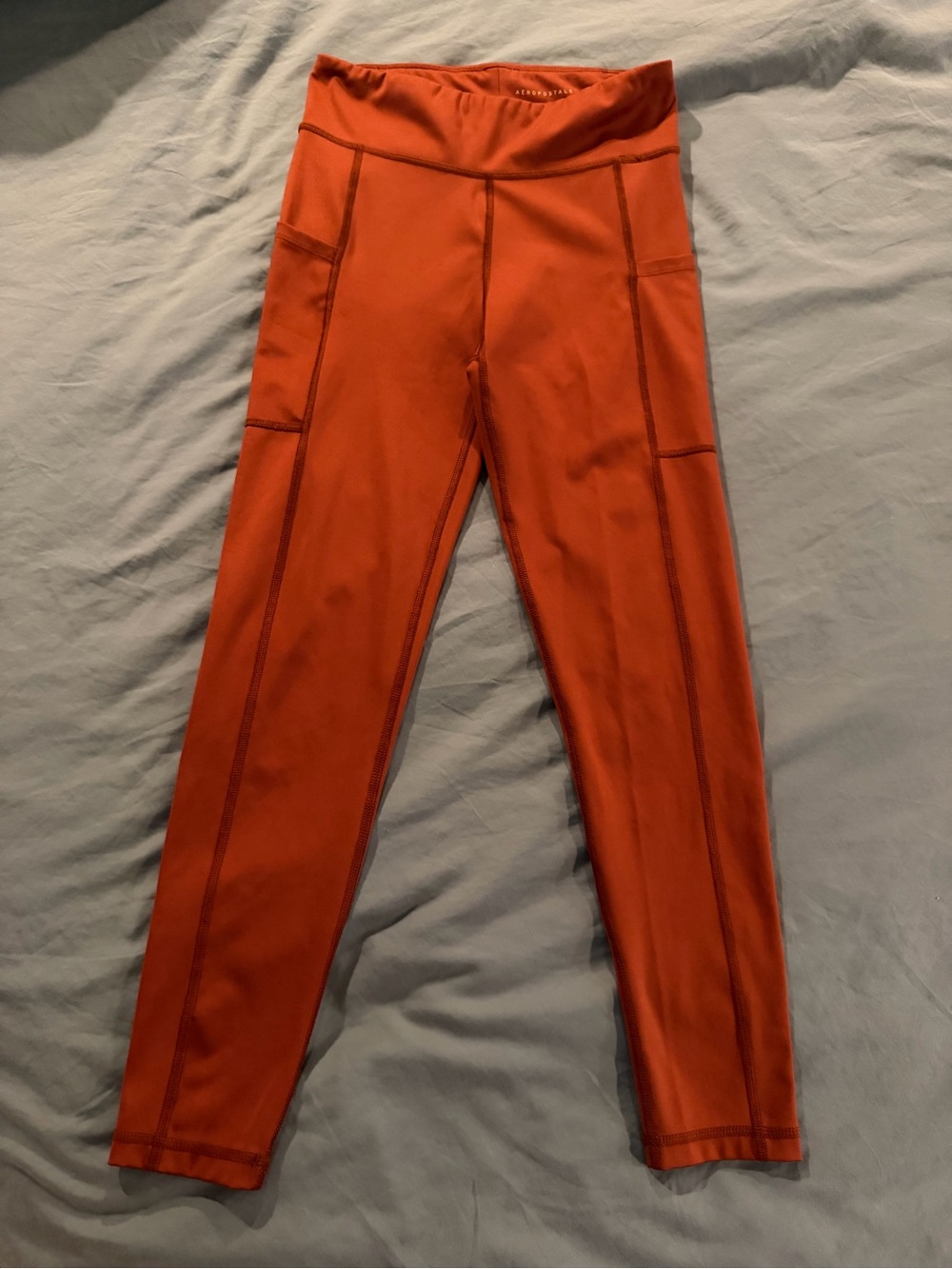 Aeropostale Bright Orange High-Waist Leggings with Side Pockets